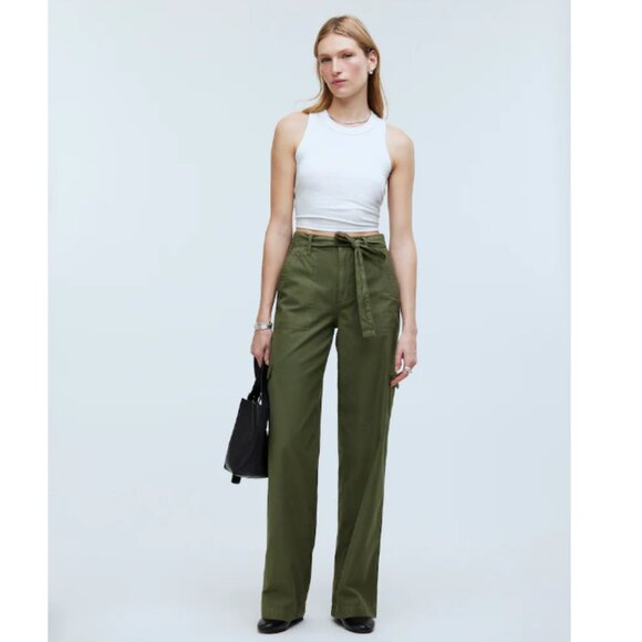 Madewell Superwide Griff Utility Pants Cargo Olive Green 90s Sz 29P NWT - Picture 1 of 11